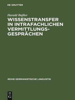 cover image of Wissenstransfer in intrafachlichen Vermittlungsgesprächen